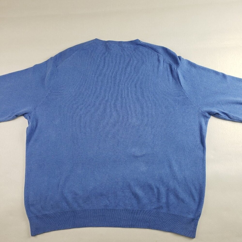 Polo Ralph Lauren Pima Cotton Sweater Mens XXL Blue V Neck Pony Pullover - Picture 5 of 9